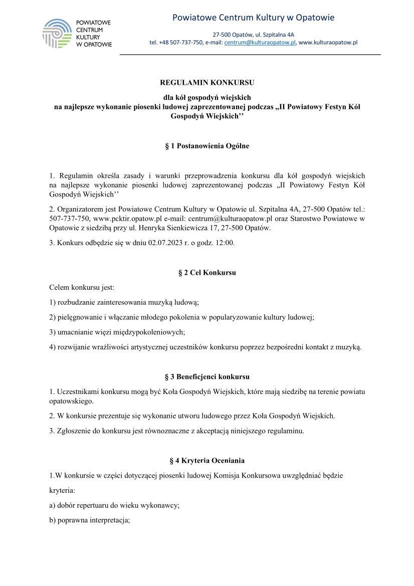Konkurs regulamin